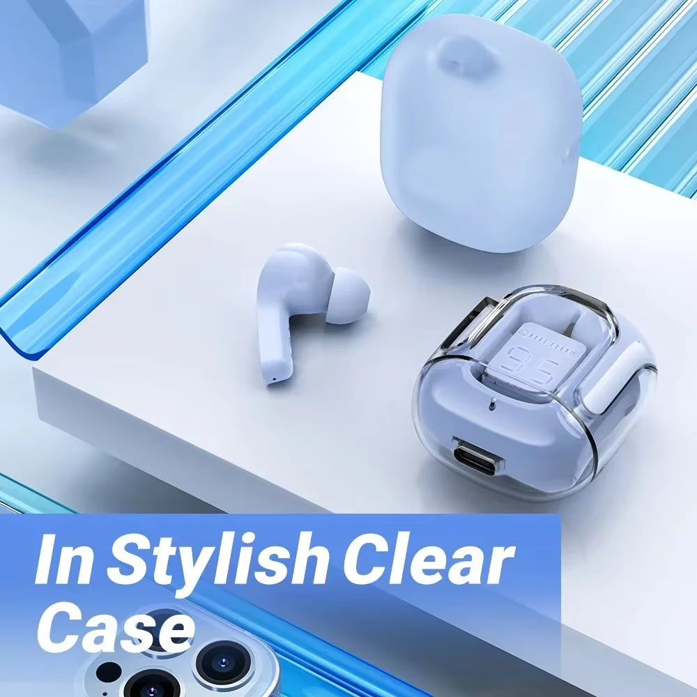 Experience Unmatched Sound with the Original T2 Wireless Bluetooth Earphones - Transparent HIFI Design with LED Power Display for Ultimate Audio Enjoyment!