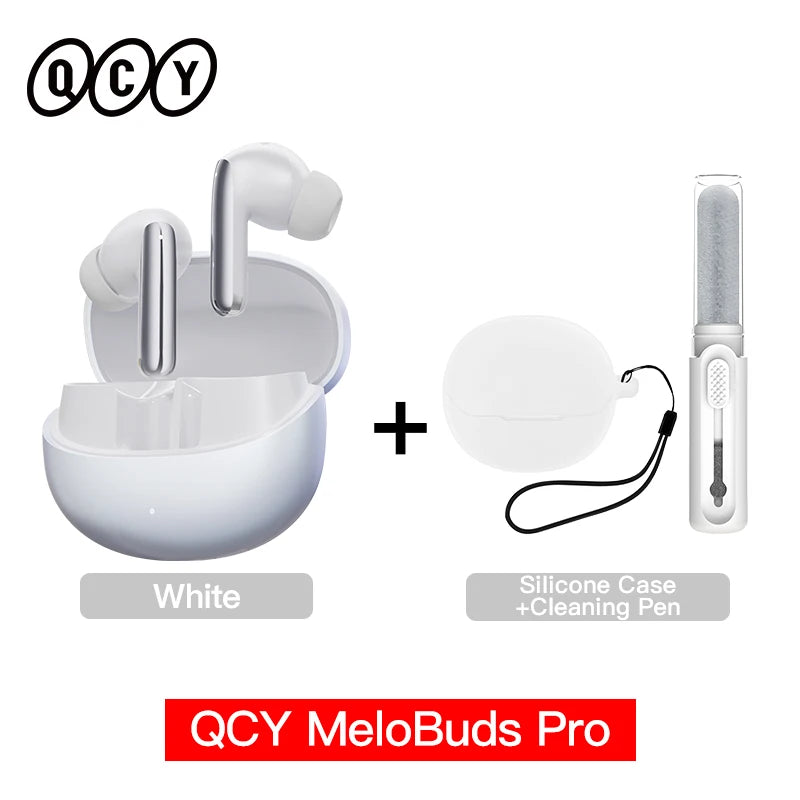 Experience Unmatched Sound Quality with QCY MeloBuds Pro ANC Bluetooth 5.3 Earphones - 34 Hours of Playtime, 6 Mic Technology, and Adaptive Noise Cancellation