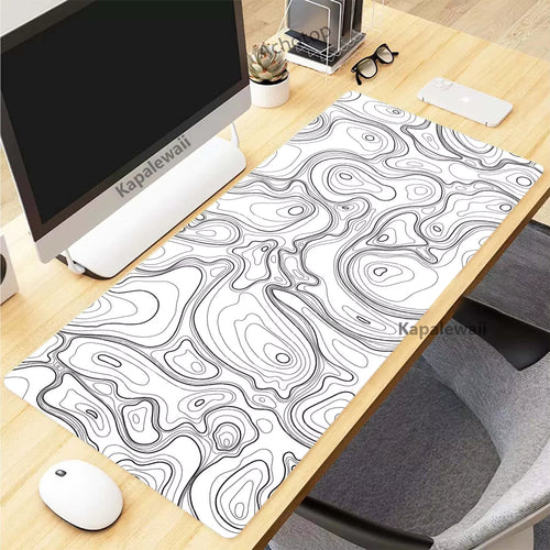 Elevate Your Gaming Experience with the Black and White Topographic Map XXL Mouse Pad - Perfect for Precision and Comfort!