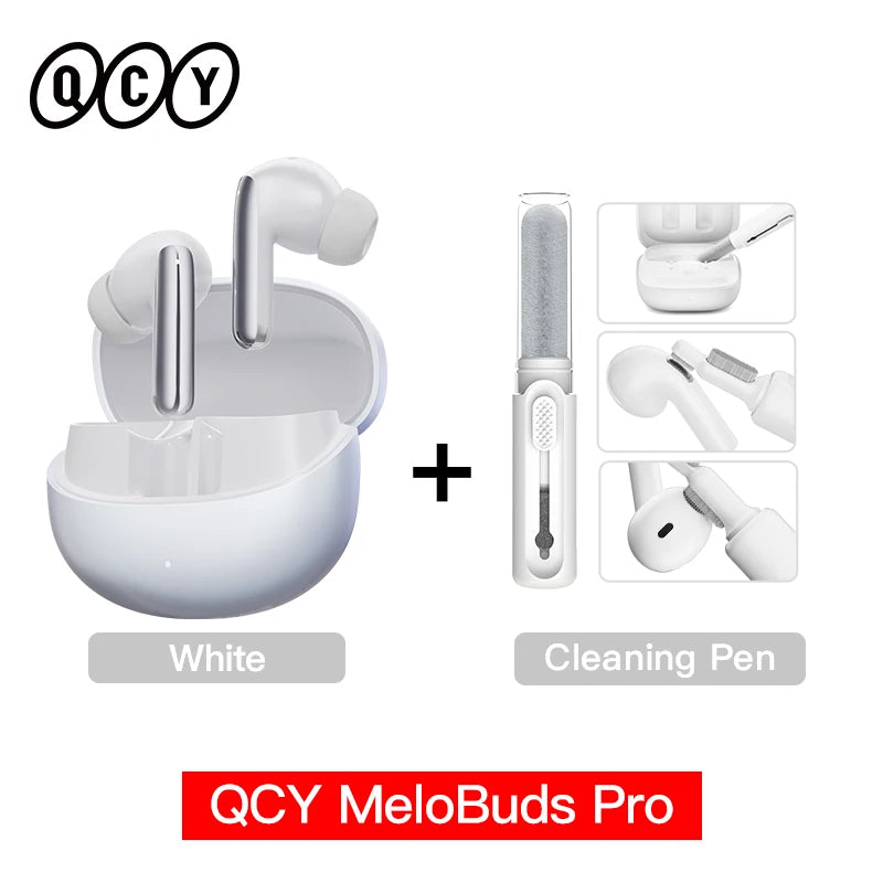 Experience Unmatched Sound Quality with QCY MeloBuds Pro ANC Bluetooth 5.3 Earphones - 34 Hours of Playtime, 6 Mic Technology, and Adaptive Noise Cancellation